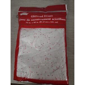 New Christmas House Glittered Drape Snow Blanket 32” x 40” ~ Qty 1